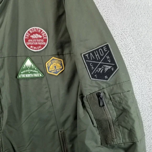 The North Face Jacket Mens‎ XL Green Flight Aviator Bomber Patches Military - Picture 4 of 9